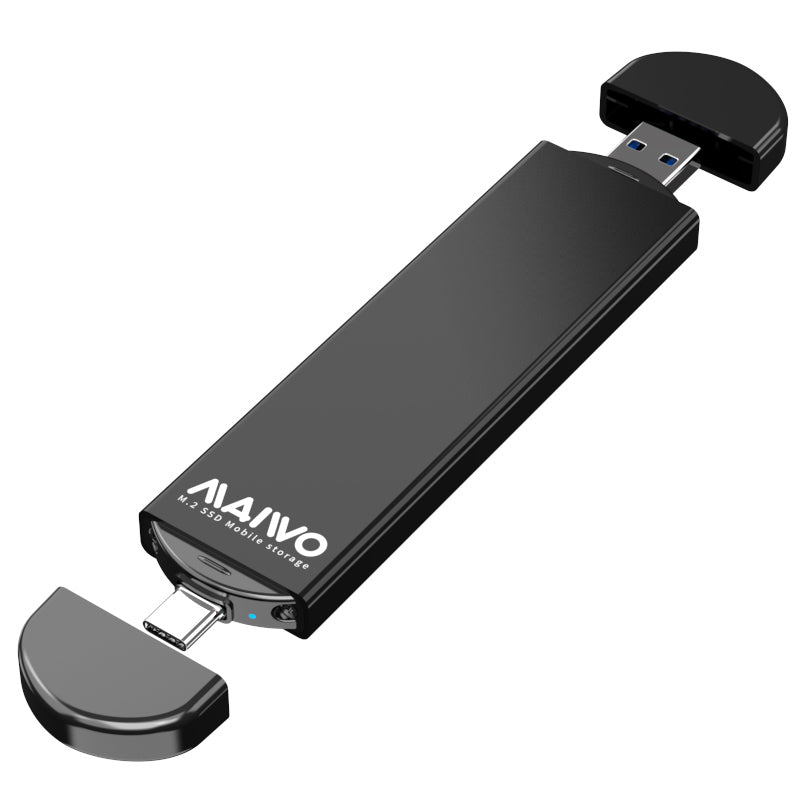Maiwo K1683P2 External USB-C Enclosure for M.2 NVMe SATA SSD - 10Gbps - USB A - M-Key and B&M Key - Black